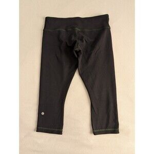 Lululemon Reversible Wunder Under Crop Tight Leggings Black Green Size 10 Yoga